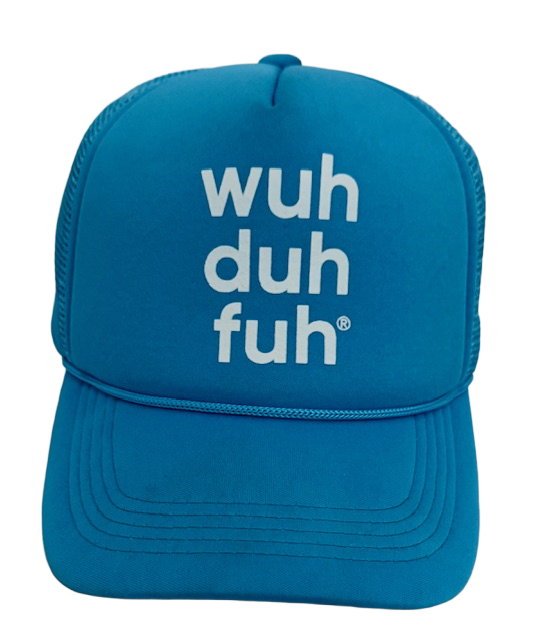 Trucker Hat Mesh Back Aqua Blue White Stacked