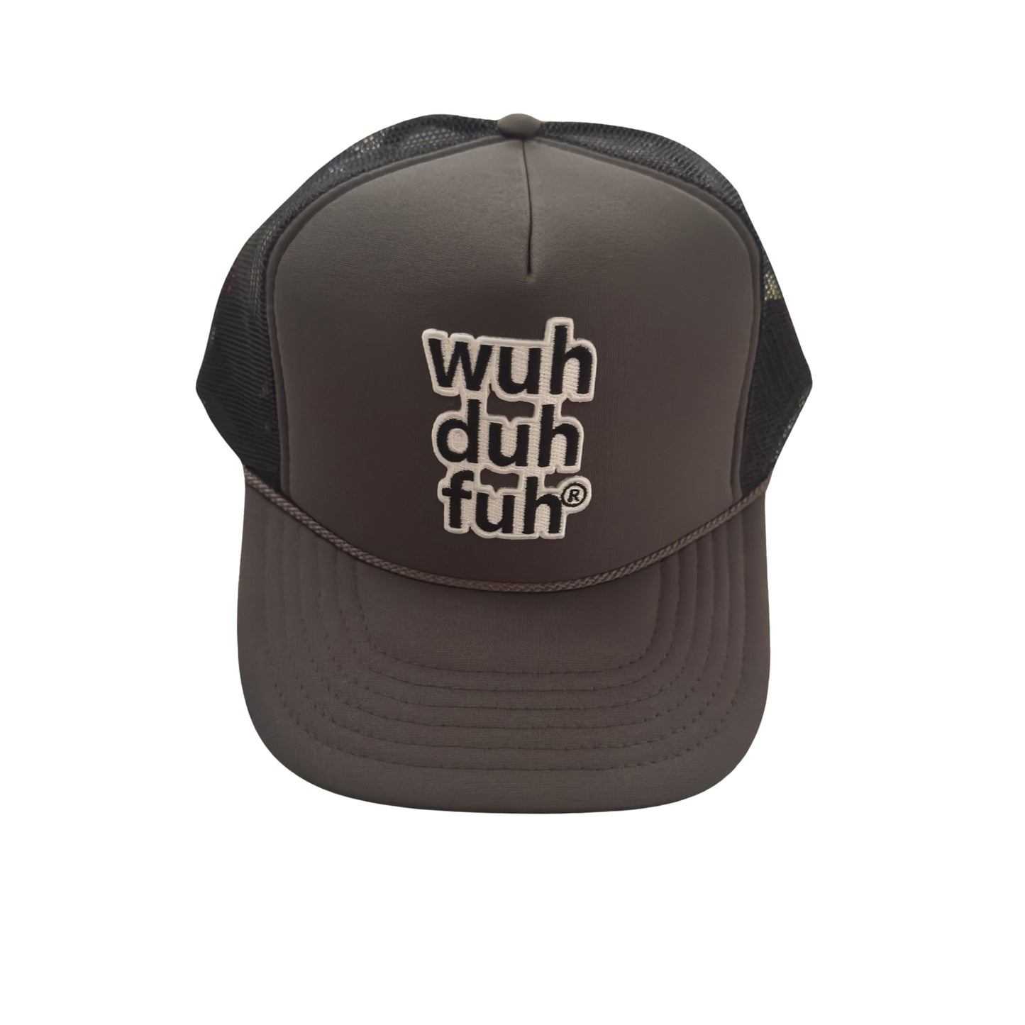 Charcoal Gray / Black Trucker Hat with Black Embroidered Patch