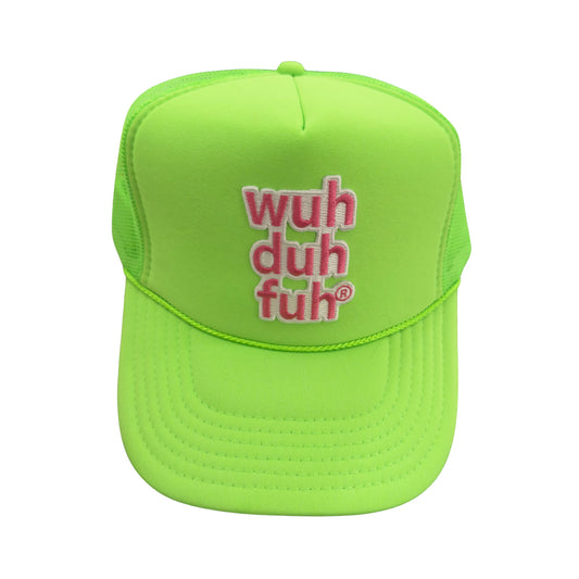 Neon Green Trucker Hat with Pink Embroidered Patch