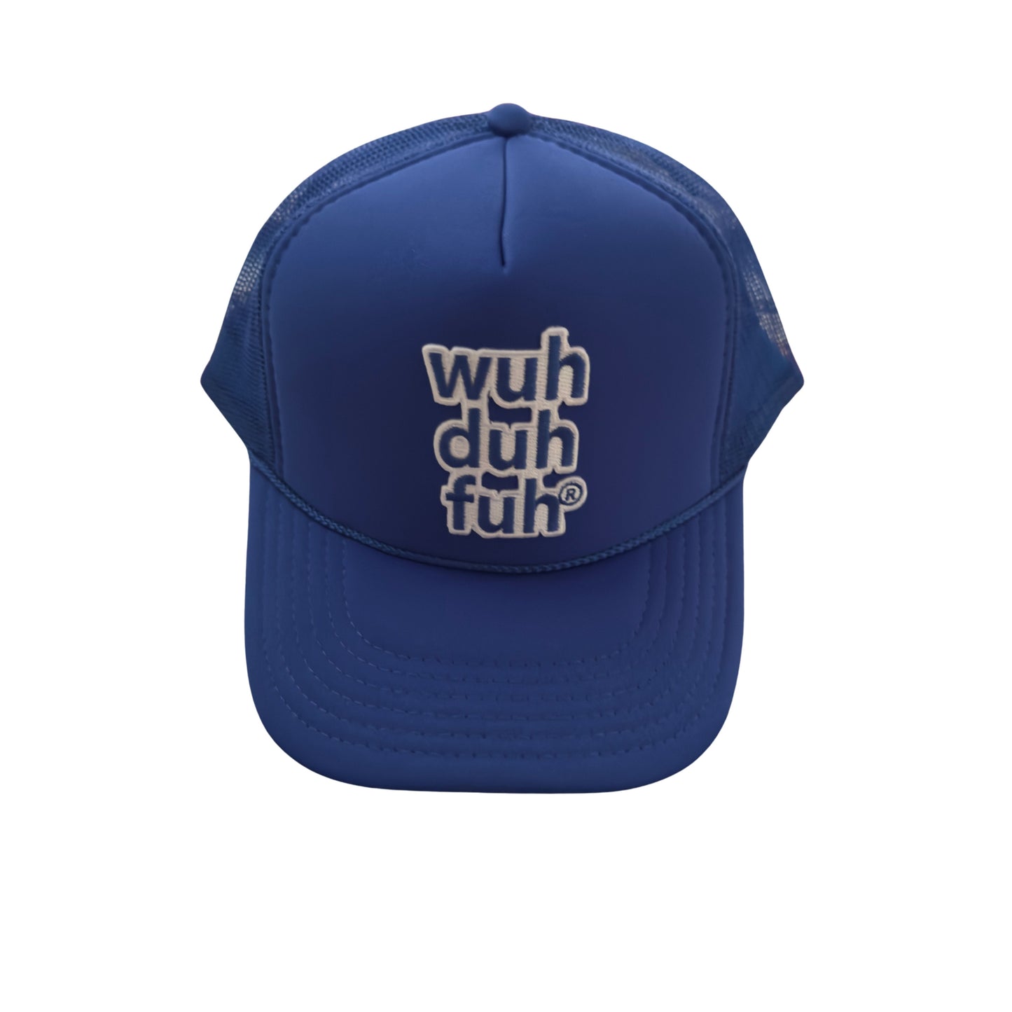 Royal Blue Trucker Hat with Royal Blue Embroidered Patch