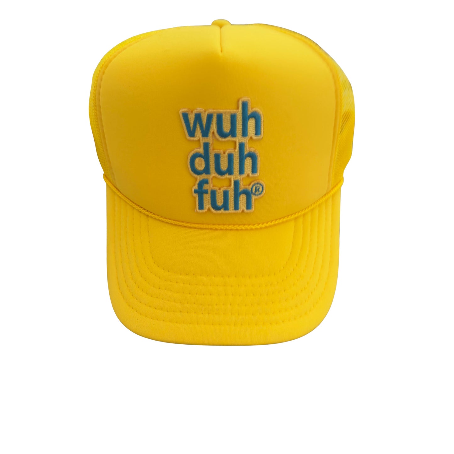 Yellow Trucker Hat with Turquoise Embroidered Patch