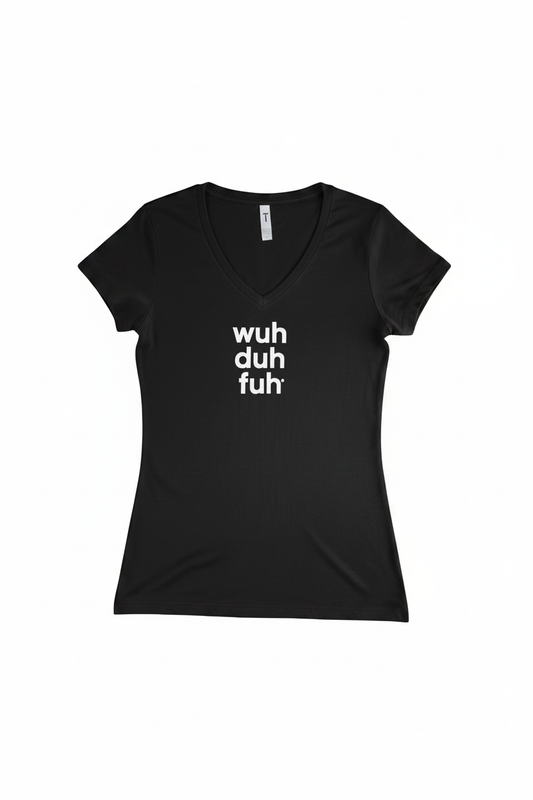Black V-Neck with White Logo